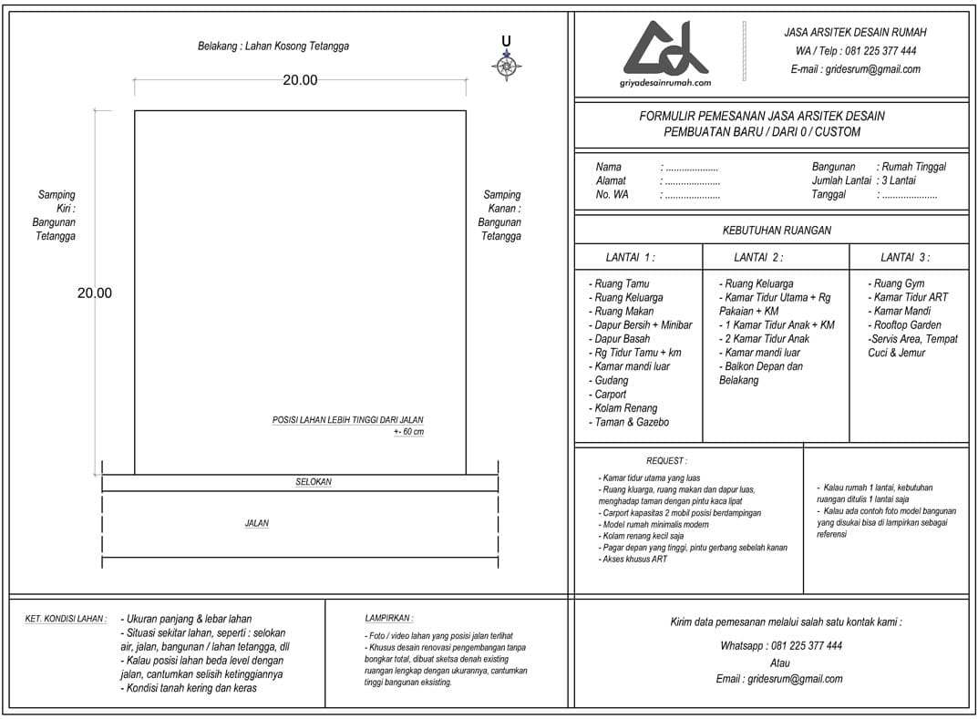formulir pemesanan jasa desain rumah